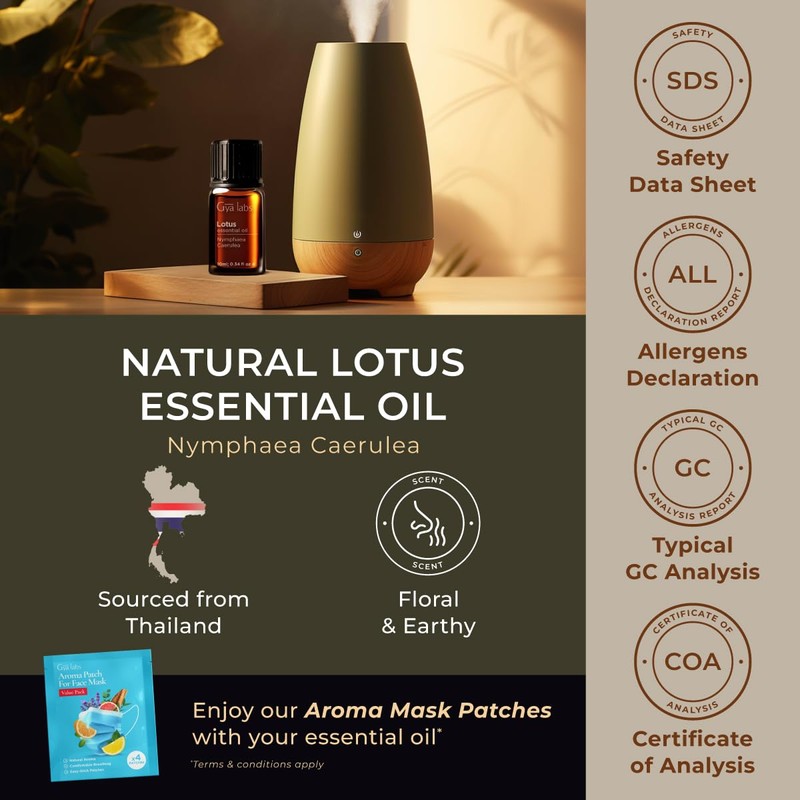 Gya Labs Lotus Essential Oil for Diffuser - 0.34 Fl