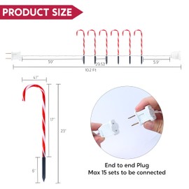 JOIEDOMI 23" Christmas Candy Cane Lights, Christmas Pathway Lights with 72 Red LED, 12 Packs Candy Christmas Lights Candy Cane Pathway Lights for Outdoor, Yard, Walkway, Lawn, Garden Decor