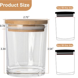 CONNOO 15 Pack 7 OZ Clear Candle Jars with Bamboo Lids, Thick Glass Empty Jars for Making Candles - Dishwasher Safe, in Bulk.