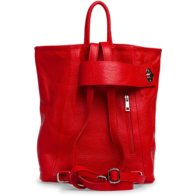Caspar TL790 Elegant Women's Genuine Leather Backpack - Large, red