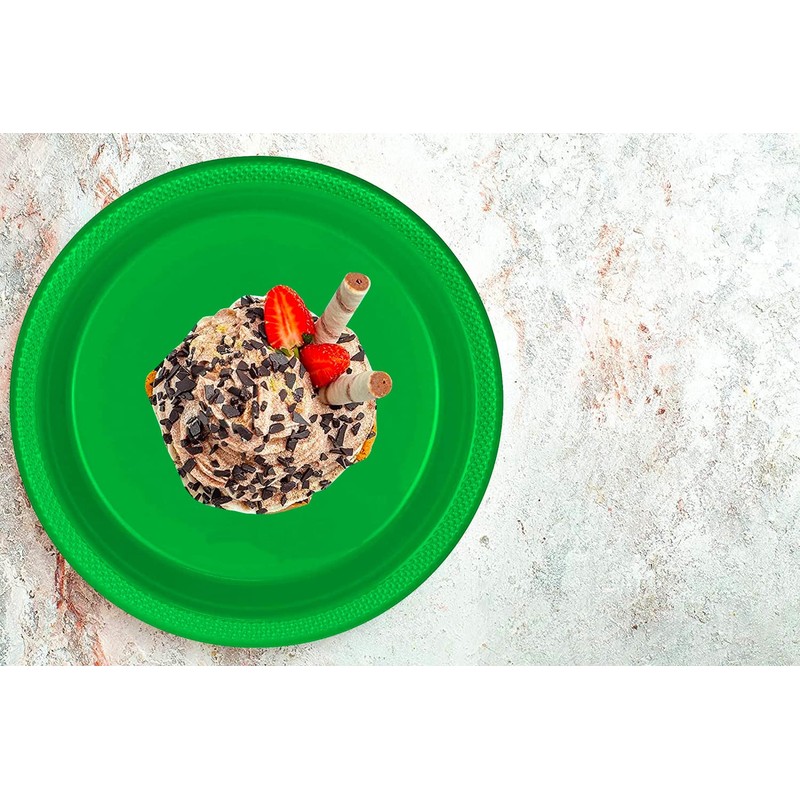 DecorRack 10 Large Plastic Plates, 9 inch Dinner Plates, Disposable