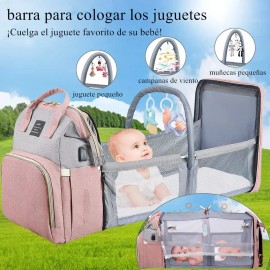 Pokachila Mochila Pañalera Termica Ligera Y Cambiador Mosquitero Cuna