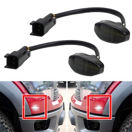 NJSBYL LED Side Marker Lamps for 2010-2014 Ford F150 SVT Raptor Pick Up Front Fender Flare Side Marker Lights Smoked Lens White LED Turn Signal Light Kits