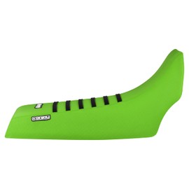 Enjoy Mfg Ribbed Seat Cover - Compatible Fit for 1987-2006 Yamaha Banshee ATV - Black Ribbed - #112 (All Green with Black Ribs)