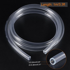 sourcing map PVC Transparent Hose Plastic Vinyl Tubing 6mm ID 8mm OD 1m Flexible for Water Tube, Air Line