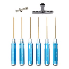 Rchobbytop 8pcs RC Hex Screw Driver Set & Cross Wrench & 17mm Nut Driver, 0.9mm 1.3mm 1.5mm 2.0mm 2.5mm 3.0mm Titanium Hexagon Screwdrivers Tool for RC Car Quadcopter Multi-Axis FPV Racing Drone, Blue