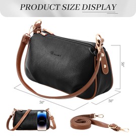 HAWEE Damen Handy Umhängetasche Weiches PU-Leder Klein Crossbody Bag Mode Handytasche Zum Umhängen Elegant Schultertasche Geldbörse mit 2 Schultergurten für Arbeit Partys Alltag Shopping, Schwarz