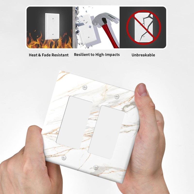 Lhdlnn White Gold Marble Light Switch Cover Decorative Double Rocker