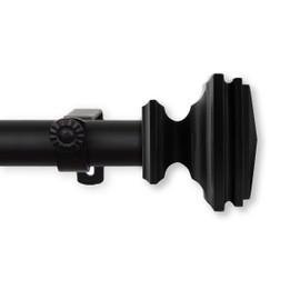 Rod Desyne Bedpost 1" OD 66-120 inch-Black Single Curtain Rod Set, 66-120"