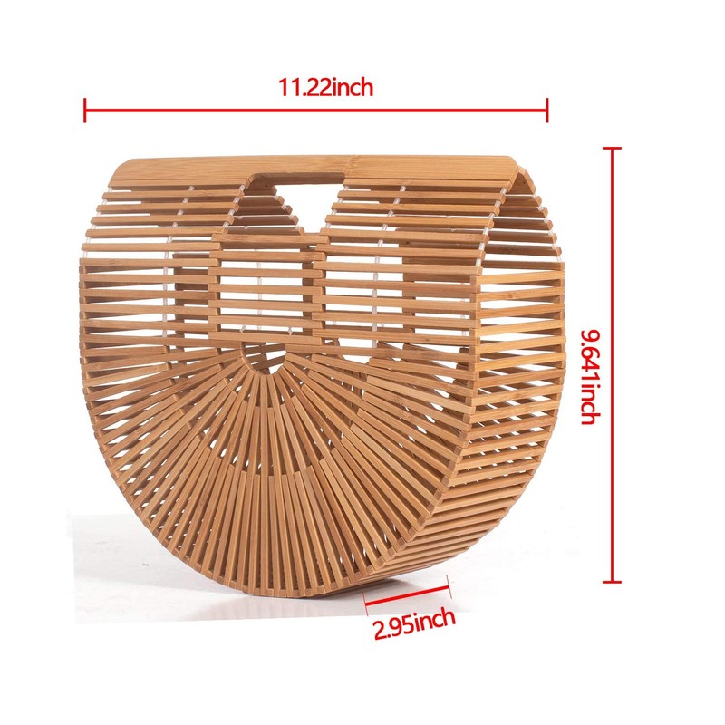 RULER TRUTH Women's Bamboo Handbag by Handmade Straw Bag,Tote Bamboo