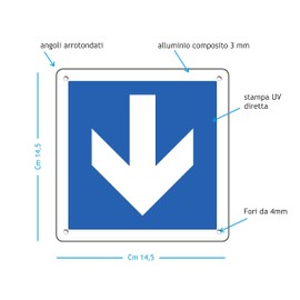Pubblimania Aluminium Arrow, Ideal for Outdoor Use, Thickness 3 mm (Arrow cm 14.5 x 14.5)