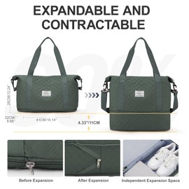 Travel Duffle Bag Sport Gym Tote Bag for Women Weekender Carry on Luggage Bag Beach Overnight Waterproof with Vacuum Pocket,E5- Green