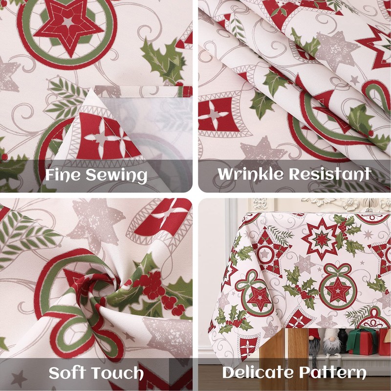 Hapterouse Christmas Tablecloth Rectangle Xmas Table Cover Waterproof Polyester Tablecloth