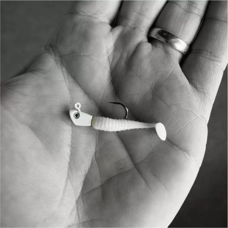 Dynamic Lures Ice Fishing lure, Ice Jig, MICRO Swim-Jig (White)