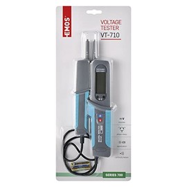 EMOS Voltage Tester and Phase Tester CAT IV 600 V, AC/DC Volttester/Digital Voltage Tester 6 V - 690 V, Polarity Display, Resistance, Continuity, Diodes, Torch, IP64