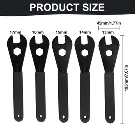 LPZMPZ Cone Wrench Set Bicycle Hub Wrench Cone Wrench 13/14/15/16/17 mm Set Cone Wrench Cone Wrench Cone Wrench Cone Wrench for Bicycle Carbon Steel Cone Wrench Hub Axle