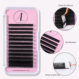 ALLOVE Eyelash Extension 0.05 mm DD Curl 15 mm Super Easy Fan Lash Extensions Quick Blooming Self-Inking Volume Eyelash Extension Accessories
