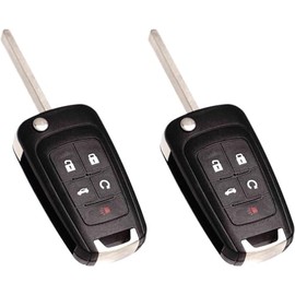 Set of 2 Remote Flip Key Fob Replacement Fits for Chevy Cruze Equinox Camaro Malibu Sonic Impala Lacrosse Regal Verano Encore Allure GMC Terrain 2010-2021 Keyless Entry Remote Control OHT01060512