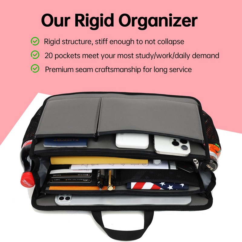 Rugged Organizer Insert for Briefcase Tote Shoulder Messenger Bag -