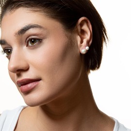 XENOX® Pearl Earrings – Women's Earrings Made of High-Quality 925 Sterling Silver | XS5130, Sterling Silver, Pearl