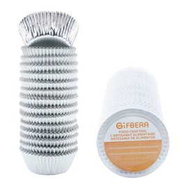 Gifbera Mini Foil Baking Cups Silver, 300-Count Bright Foil Paper Silver Cupcake Liners Mini Size