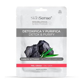 Skin Sense - Mascarilla Facial de Tela Biodegradable Coreana (1 Piezas) | Hecho en Corea | Ecológicas y Naturales - Innovadora Tecnología de Corea con Carbón Activado