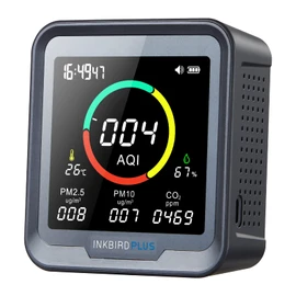 INKBIRDPLUS CO2 Monitor 6-in-1 Indoor Air Quality Monitor for AQI CO2 Detector PM2.5 PM10 Temperature and Humidity, CO2 Meter for Home, Grow Tent, Bedroom, Office, Car, Wine Cellar