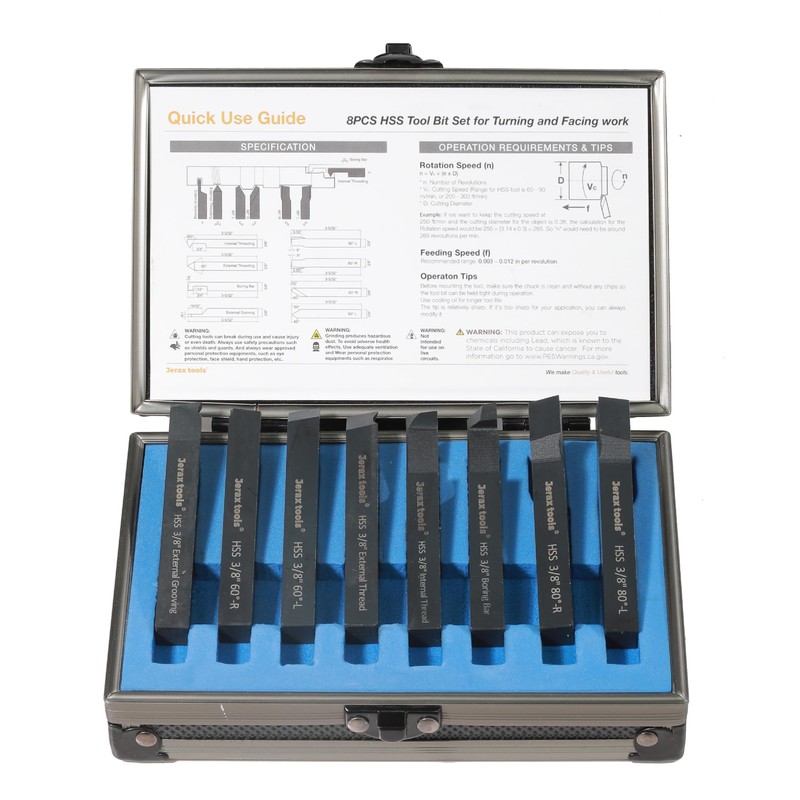 Jerax tools 3/8 Inch 8 Pieces HSS Tool Bit Set