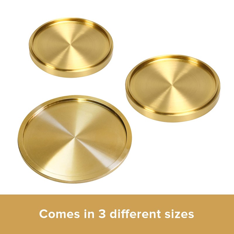 Heavy Brass Coasters for Drinks (6-Pack) - Solid Bronze Gold