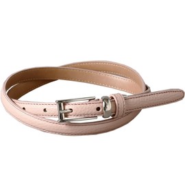 Smart Biz Women's Belt, Genuine Leather, Stylish, Made in Japan, Thin, Slim Suit, Business, White, Black, Gray, 0.6 inches (15 mm), Adjustable, Office, Casual, Perforated, Fashionable, Pink Beige,