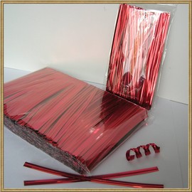 Weststone 100pcs 4" RED Metallic Twist Ties foil Twist Ties for Cello Bags Treat Bags in Birthday Party Wedding Party