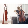 Musbeat Cello Stand with Bow Holder, Handcrafted Mahogany Wood Floor