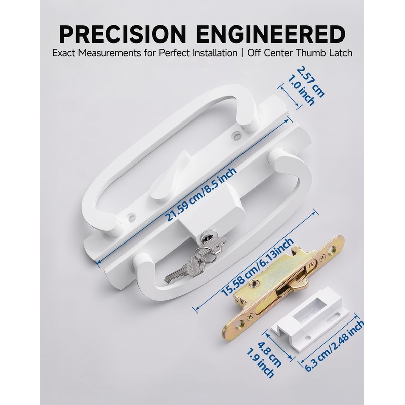 Keyed Sliding Patio Door Handleset, 45° Keyway, 3-15/16" H.C., Fits