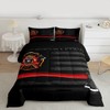 Firefighter Comforter Set Queen Size,American Flag Geometric Stripes Bedding Set,Boys