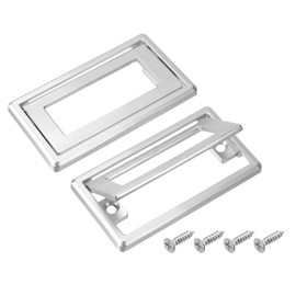 sourcing map 2 Pcs Flush Pull Handle, 2.5 Inch Hole Center Hidden Recessed Furniture Grip Cabinets Door Square Pull Ring Handles with Screws for Drawers Cupboard, 3.3 Inch Length, Silver