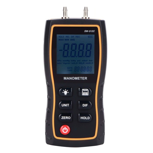 Pressure Vacuum Gauge Digital Differential Manometer Handheld Air Gas Pressure Gauge ±103.42KPA