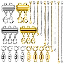 Omnikryp Chain Clasp, 22 Pieces Bracelet Clasp Set, Lobster Clasp for Bracelets Gold Silver Quality Necklaces Jewellery Making Accessories Tool for Bracelets Chains Repair DIY