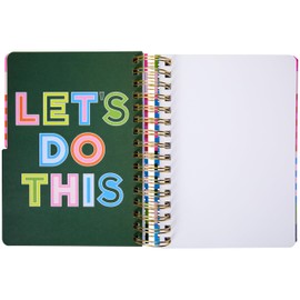 C.R. Gibson MJN2-25648 Signature Bold Stripes Twin Wire 3-in-1 Blank, Dot Grid, and Lined Journal, 8.5" x 8.5" with 480 Pages, Multicolor