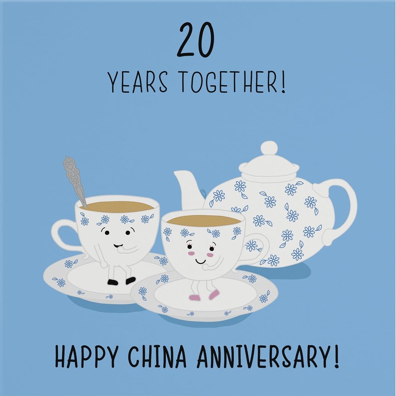 Hunts England - 20th Wedding Anniversary Card - China Anniversary