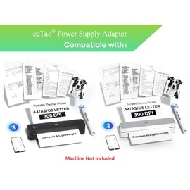 eeTao 5V USBC Charging Cable Compatible with PRT MT610 Pro Portable Bluetooth Thermal Printer Wireless for Travel 2000mAh Battery DC5V Type C Power Supply Cord Adapter Charger