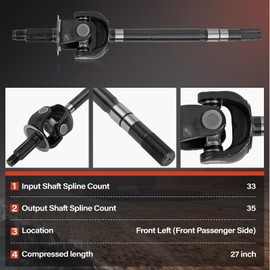 68065427AA CV Axle Shaft Assembly Compatible with Dodge Ram 2500/Ram 3500 2010 & Ram 2500/3500 2011-2012, V8 5.7L L6 6.7L, Front Left Driver Side, Replace OE 68065427AA, 68065427AB