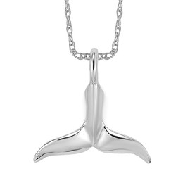 IceCarats 14K Solid White Gold Whale Tail Fish Mermaid Floating Chain Slide Pendant Necklace Charm 16mm x 15.6mm Only