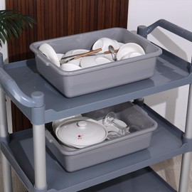 Nesmilers 13 Liters Commercial Bus Tub, Plastic Utility Tote Box/ Wash Basins Set of 3