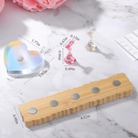 Etercycle 2 Set Wooden Nail Holder for Display Painting Nails - 1 Aurora Heart Shaped Acrylic Magnetic Practice Nail Stand - Fake Nail Holder for Press On Nails with Reusable Adhesive Putty