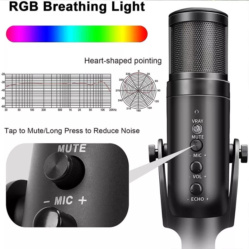 Highler PRO Micrófono Condensador Highler Rgb Estudio Streaming Gaming