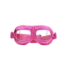 CRG Sports Vintage Aviator Pilot Style Motorcycle Cruiser Scooter Goggle T08 T08FCF - Parent (Pink frame Clear lens)
