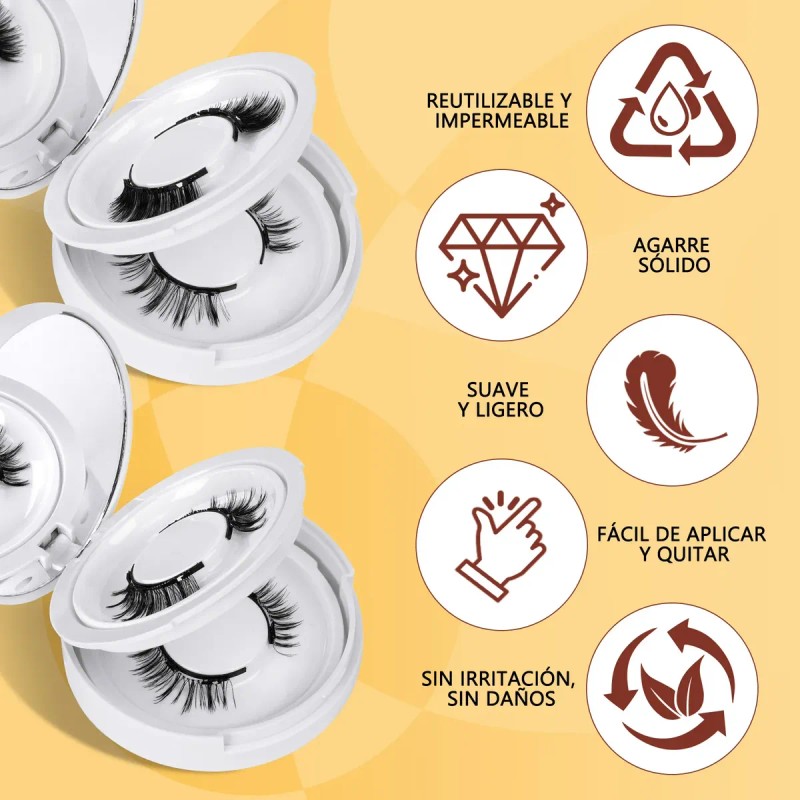 Kit De Pestañas Magnéticas Quewel, 4 Pares B