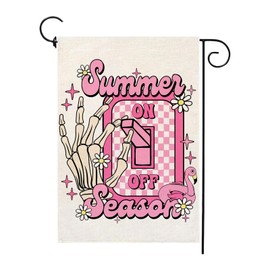 Summer Season Garden Flag 12x18 Inch Double Sided Funny Skeleton Daisy Flamingo Seasonal Holiday Burlap Yard Outdoor Decoration