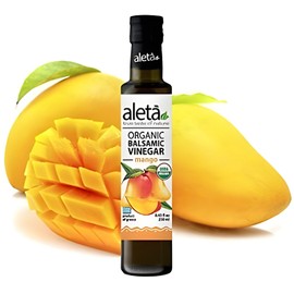 Aleta Organic, Infused Mango Balsamic Vinegar, No Additives, Bottle, 8.45 oz.