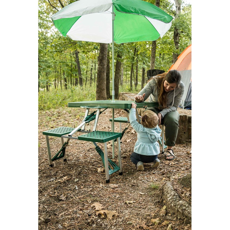 Stansport Picnic Table and Umbrella Combo - Green (G-915)